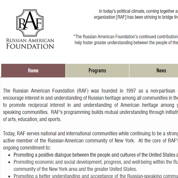 Russian American Foundation - Russian organization in New York NY